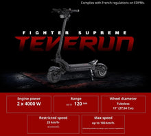 Load image into Gallery viewer, TEVERUN Fighter Supreme 8000W 72V 60Ah Electric Scooter TFT Display Top Speed 120km/h with GPS and Smart BMS Scooter
